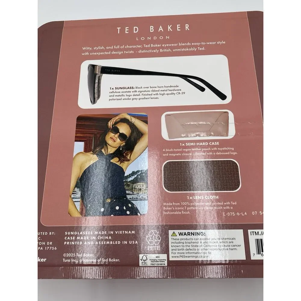 TED BAKER Womens Gold Brown Gradient Polarized Metal Aviator Sunglasses NIB